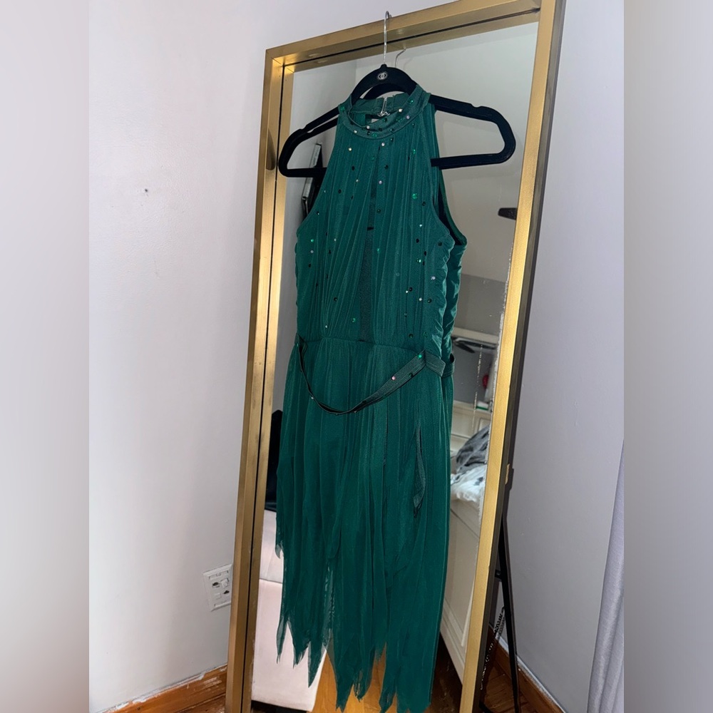 Emerald Green Rhinestoned Dance Costume
